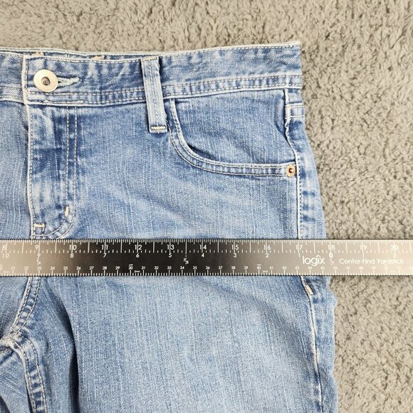 Women's Cropped Straight Leg Cuffed Denim Jeans Size 6 Mid Rise Stretch Denim - Picture 4 of 9